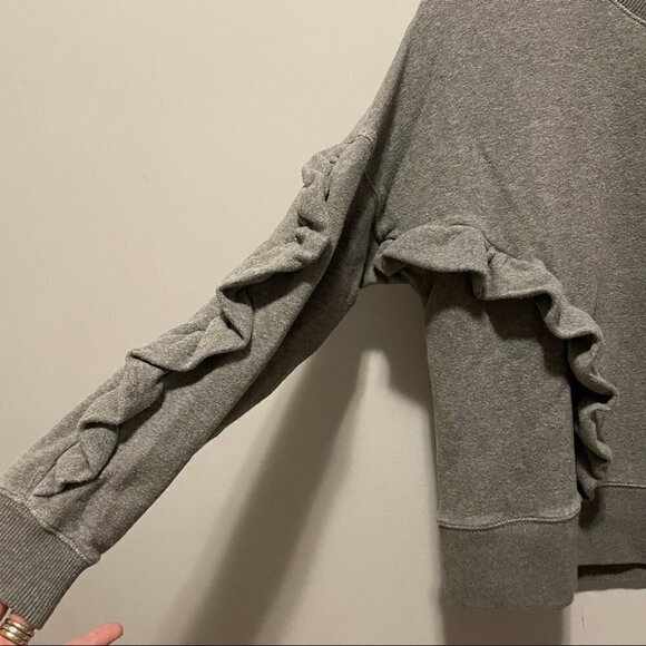 MADEWELL • Grey Ruffle Crew Neck Sweatshirt - Picture 4 of 9